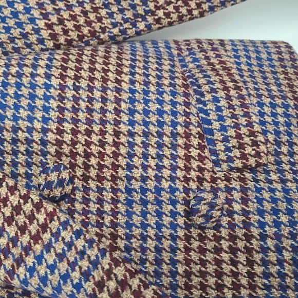 Fate, crop wool blazer. Blue & brown houndstooth. Size M. - Picture 3 of 6